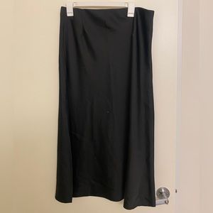 Black satin midi skirt